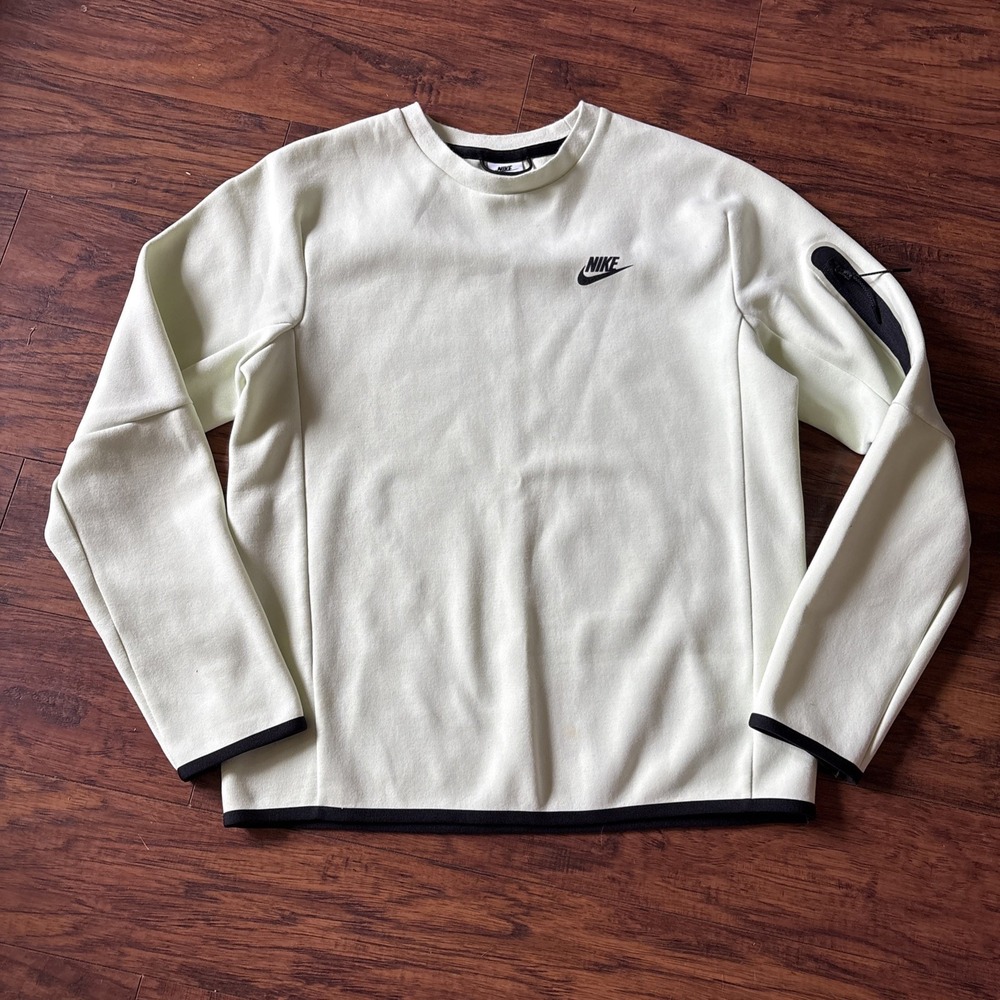 Nike Mens Green Sportswear Tech Fleece Long Sleeve Pullover Sweatshirt Size S
